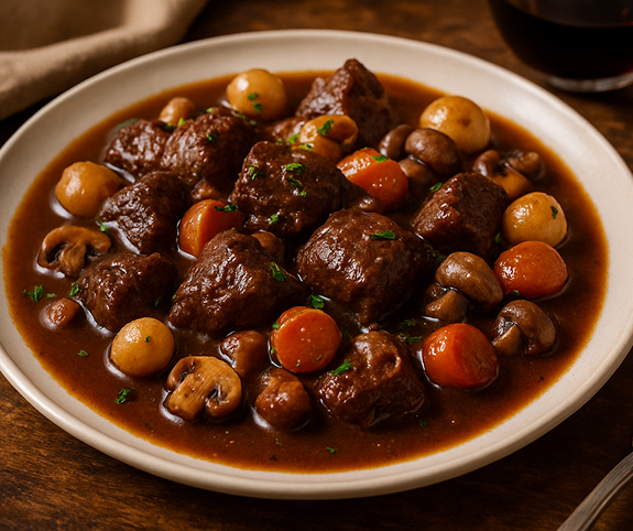 Plat local bourguignon: le boeuf bourguignon
